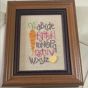 Brown Framed Alphabet Easter spring  Cross-Stitch Decor